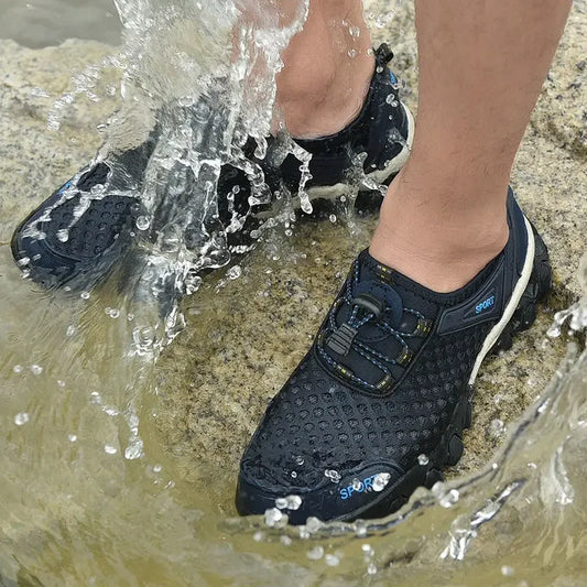 Hommes baskets été Wading maille chaussures confortable sans lacet chaussures de randonnée en plein air Zapatos Hombre décontracté escalade Trekking chaussures
