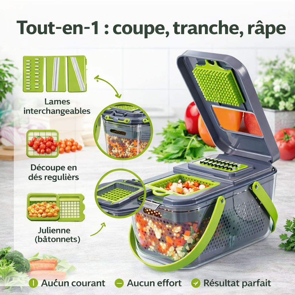 🥕 COUPE-LÉGUMES MULTIFONCTION 12-EN-1