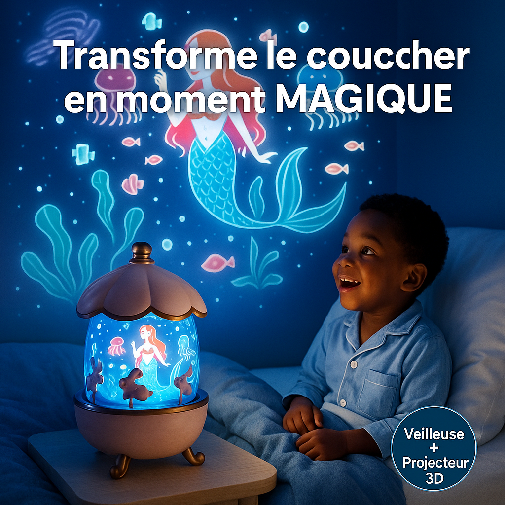 Projecteur Sirène 3D & Veilleuse Magique pour vos enfants