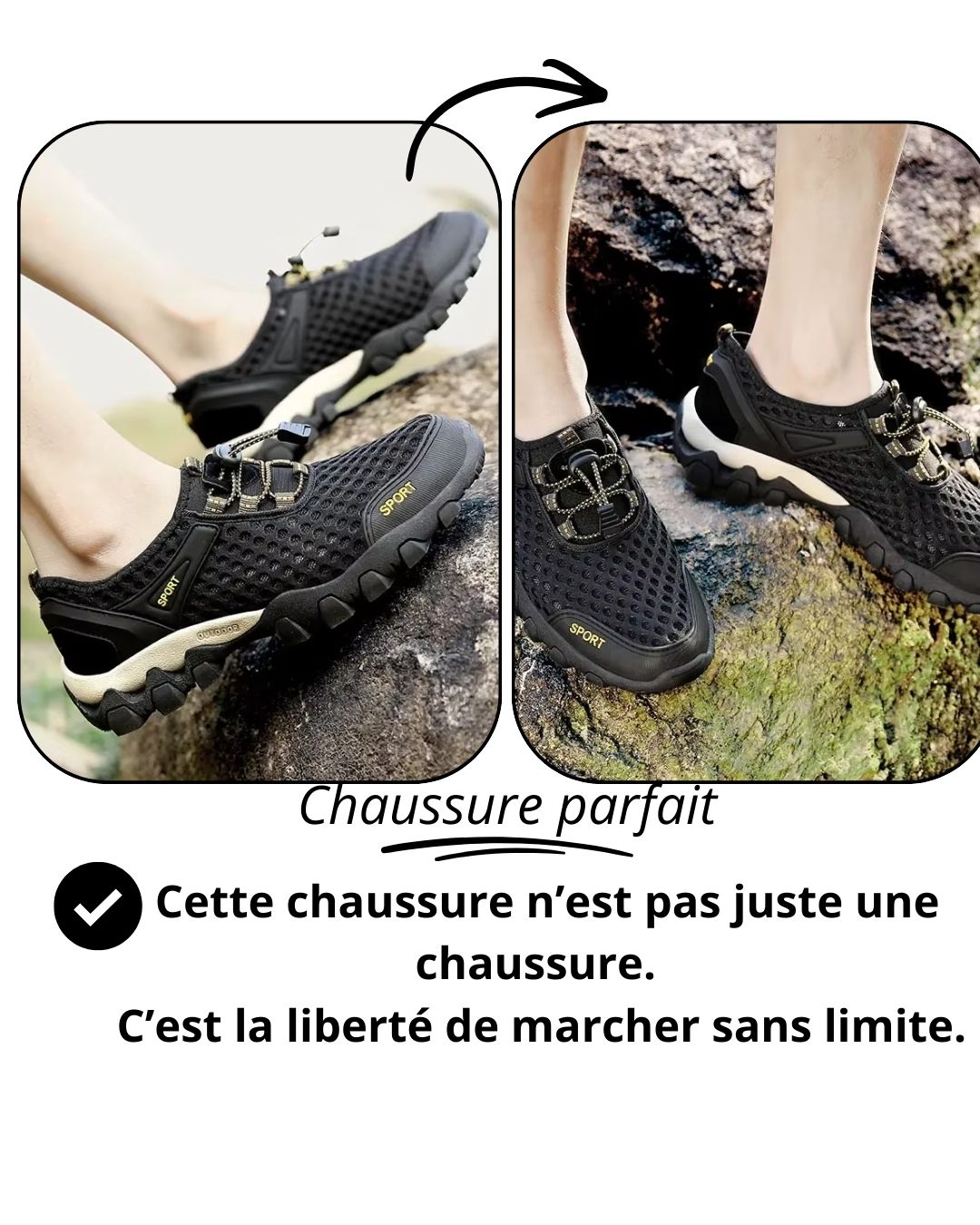 🥾 CHAUSSURE OUTDOOR ANTIDÉRAPANTE  Marchez en toute confiance, sur tous les terrains