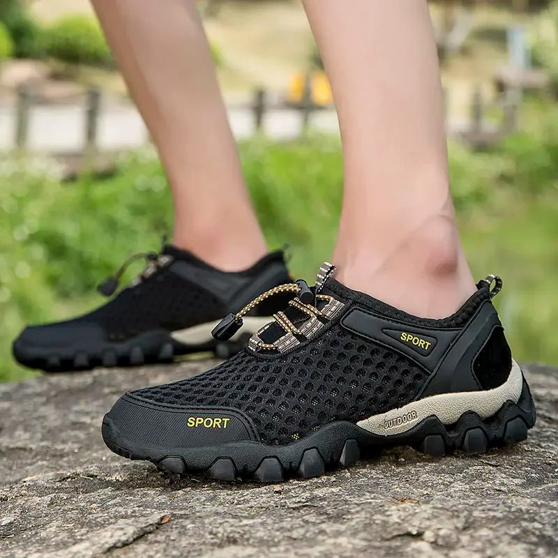 Hommes baskets été Wading maille chaussures confortable sans lacet chaussures de randonnée en plein air Zapatos Hombre décontracté escalade Trekking chaussures