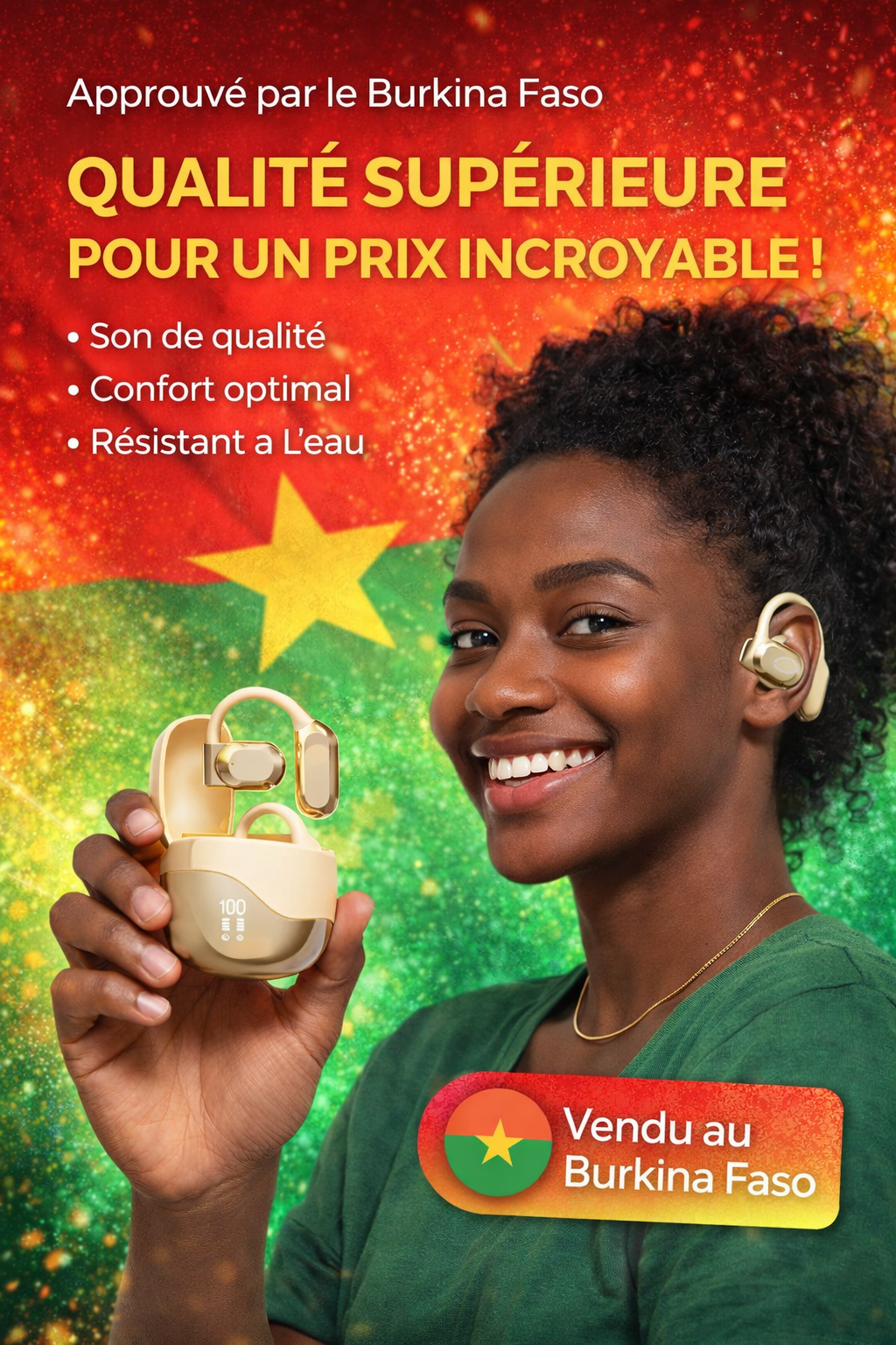 🔊 ÉCOUTEURS BLUETOOTH OPEN-EAR – CONFORT & SÉCURITÉ